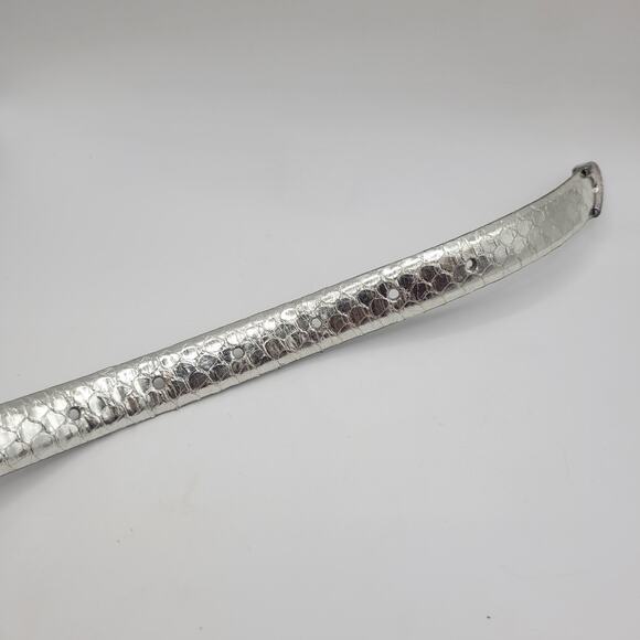 Vintage Liz Claiborne Belt Womens Medium Silver Snakeskin Western Buckle Cowgirl main image 5